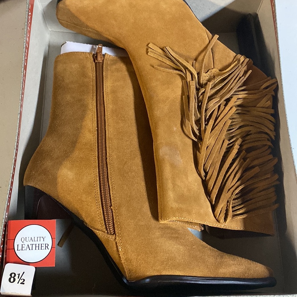 Leather fringe boots